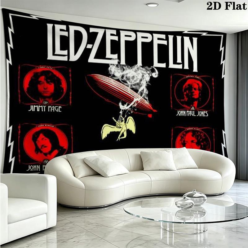 Led Zeppelin Wall Tapestry Aesthetic Wall Hanging Printed Fabric Blanket Decorative Tapestries for Bedroom Living Room Home Decor