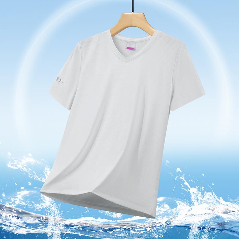 

Женская футболка с V-образным вырезом и короткими рукавами из ледяного шелка, быстросохнущая футболка для женщин, дышащая футболка для женщин, летняя спортивная футболка M белый