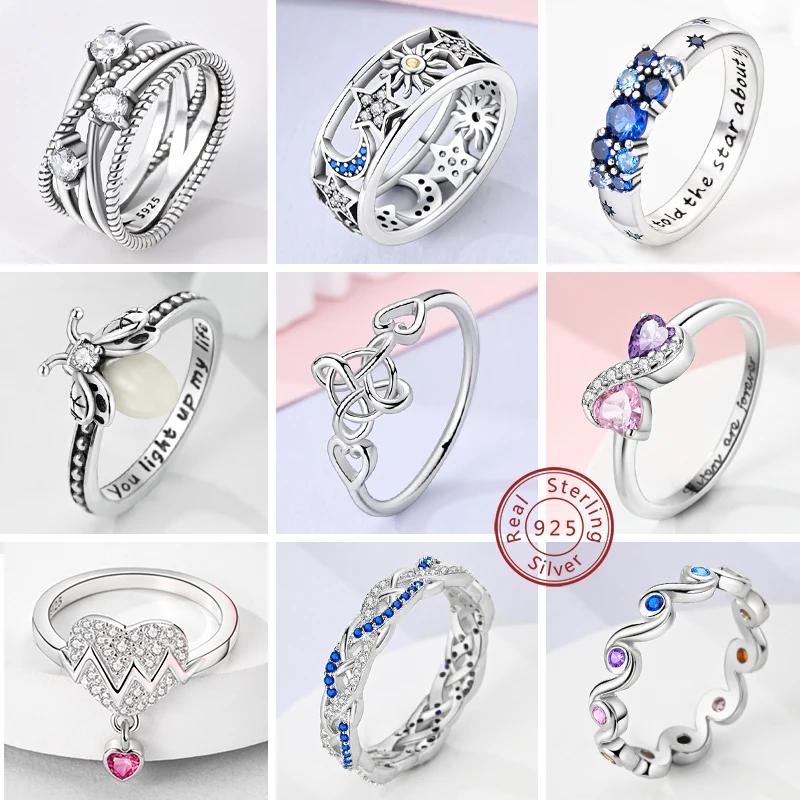 Rings Original 925 Silver Rings Simple Zircon Heart Ring for Wedding Valentine's Day Women Ring Jewelry Gift