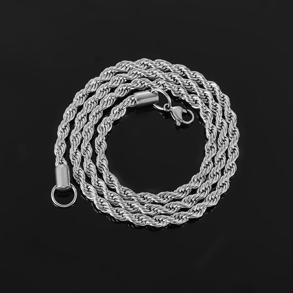 Herren Edelstahl Punk Verdrehte Seilkette Halskette für Damen Silberfarbe Hals Choker Wasserdicht Mode Schmuck Zubehör