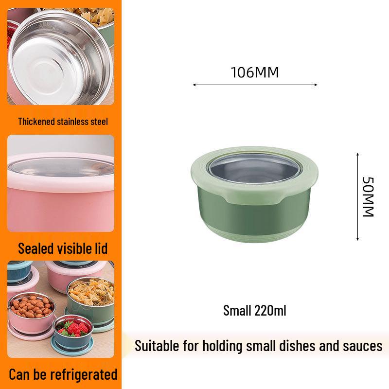 Stainless Steel Food-Grade Sealed Soup & Bento Bowl for Refrigerator