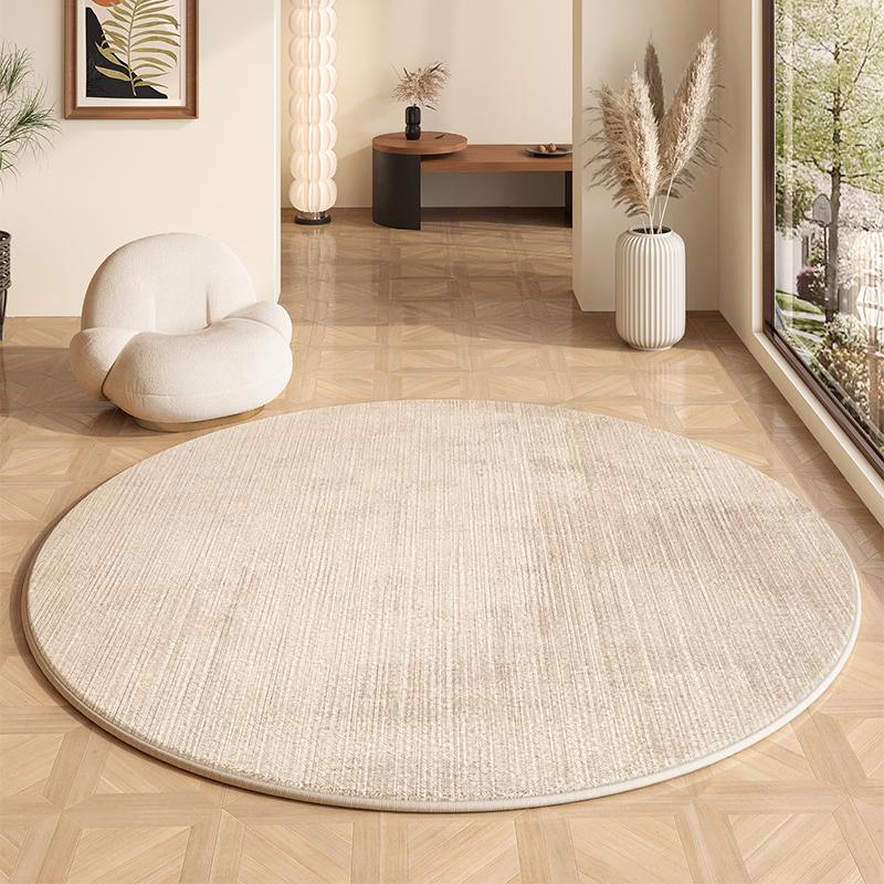 Cremefarbene Teppiche für das Wohnzimmer, Leichter Luxus, Schlafzimmerdekoration, Plüschteppich, Flauschiger Weicher Runder Teppich, Einfache Haus Bodendämmmatte Verdickt