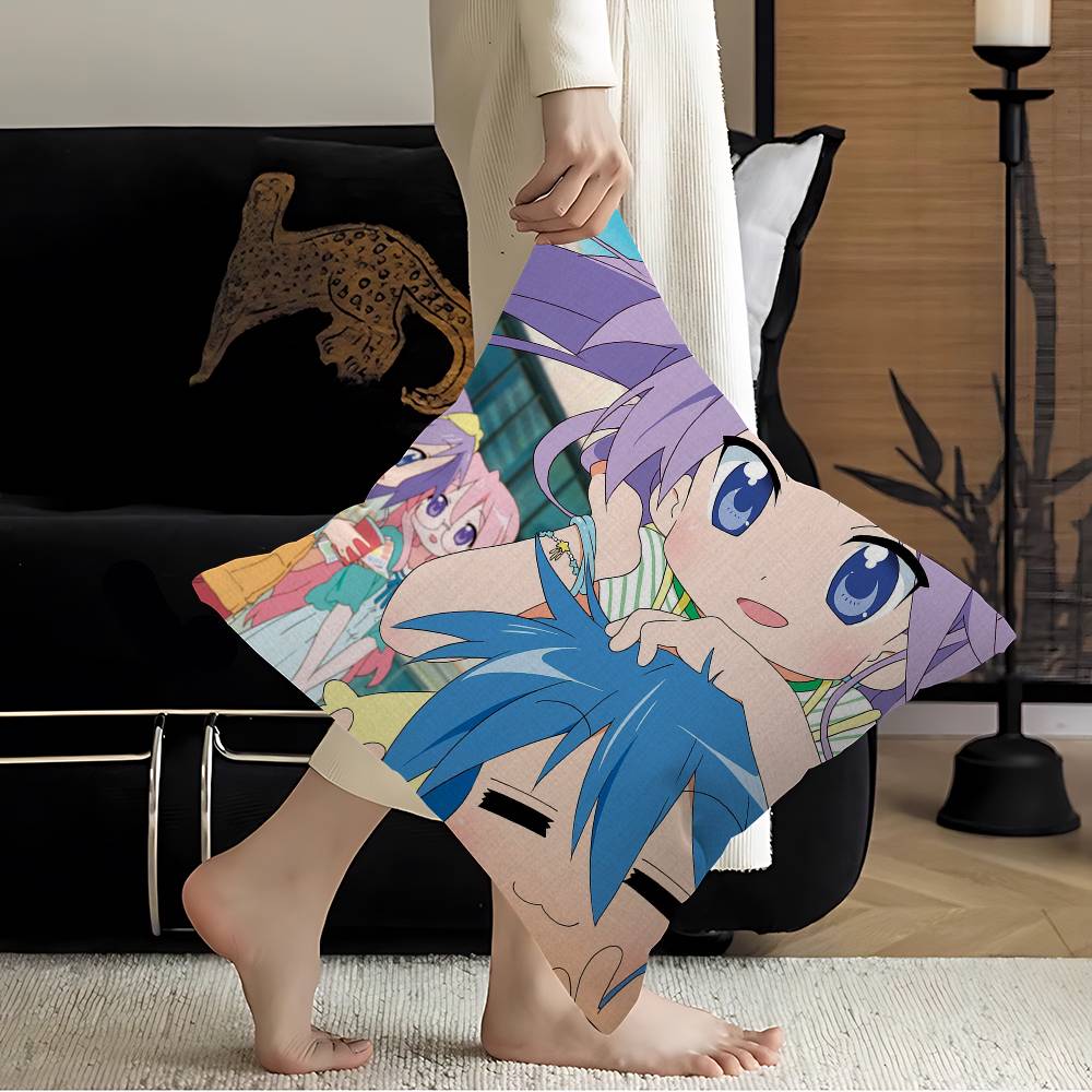 Cartoon L-Lucky S-Star ANIME Cushion Cover Inches Farmhouse Decor Home Throw Pillow Covers For Couch Decorations