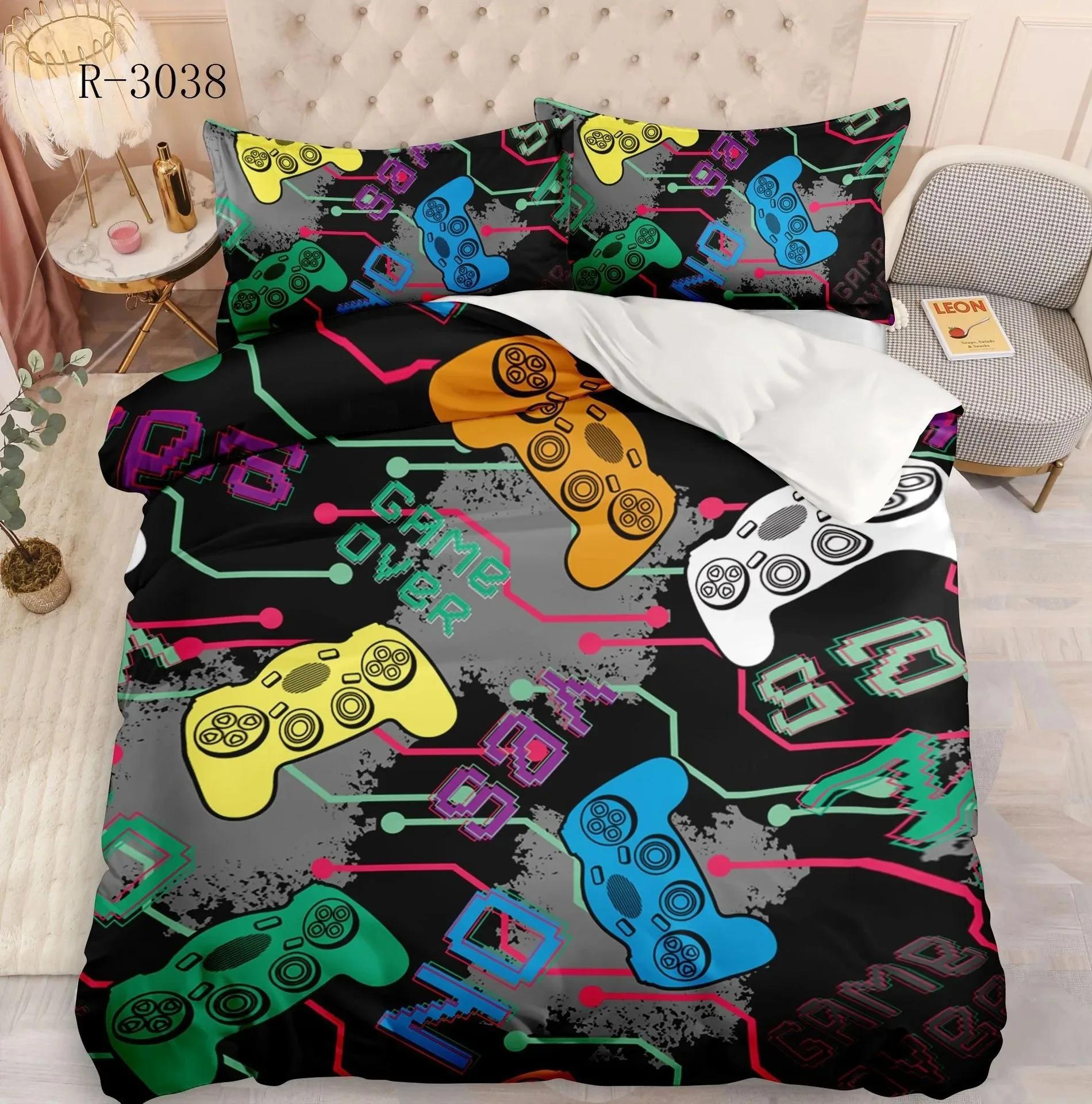 

Plays gamer Bedding Set Gamepads Duvet Cover Teens Adults Gamer Quilt Cover Boys Bedroom Decoration EU single(135x200cm)