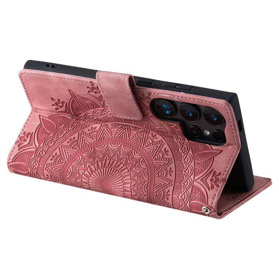 Custodia in Pelle con Totem Goffrato per Samsung Galaxy S26 S25 Edge S24 S23 FE S22 Ultra S21 S20 Plus Note20 Copertura a Portafoglio Flip