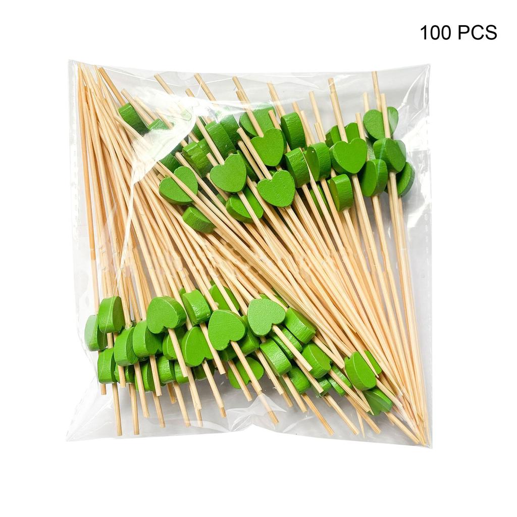 100 Pezzi Spiedini Usa e Getta per Cibo Stuzzicadenti Legno Buffet Cupcake Frutta Forchetta Festa Torta Dessert Insalata Bastoncino a Forma di Cuore