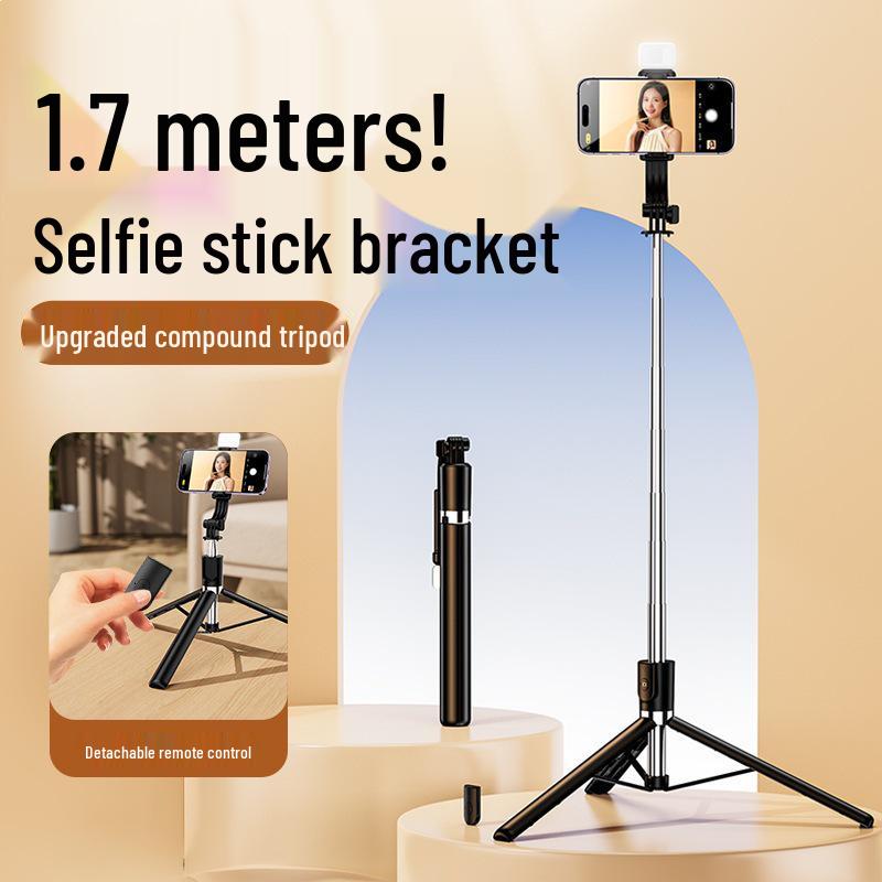 Mobile Phone Bluetooth Selfie Stick & Tripod with Fill Light - Mini, Retractable, Foldable, and Portable.