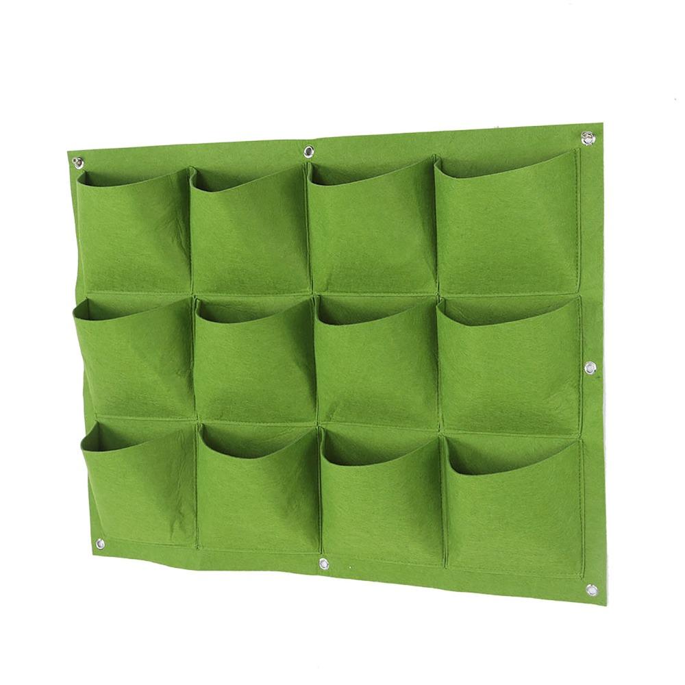 12 Pockets Hanging Wall Planter Bag Degradable Vertical Greening Planter  Outdoor Gardening