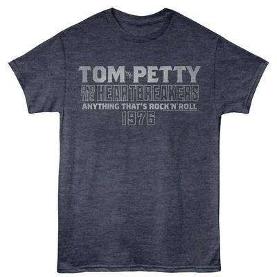 Tom Petty - Gestapelter Text - Frontdruck Erwachsenen Heather T-Shirt - Navy Heather