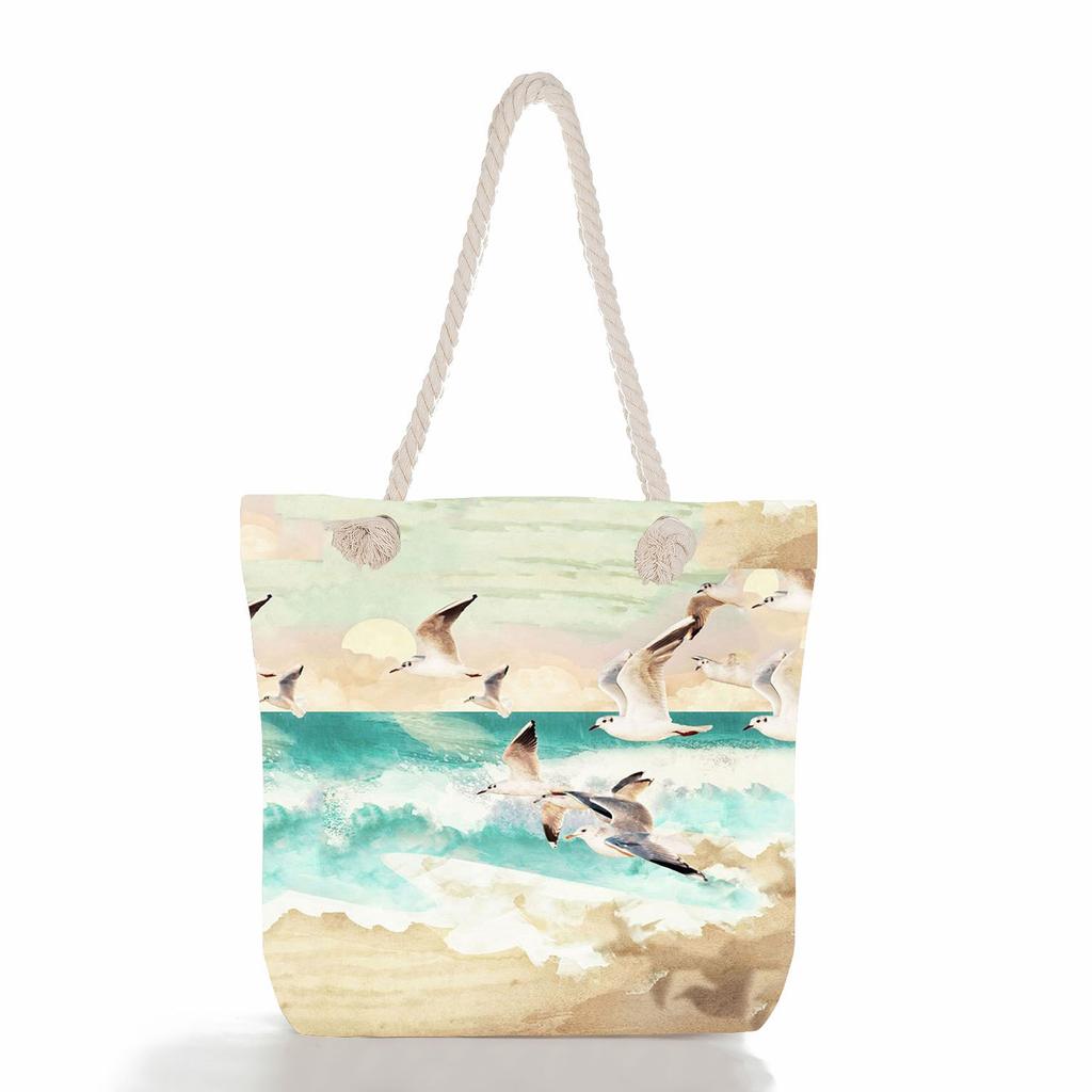 Animal Print Thick Rope Single-shoulder Beach Bag 7238