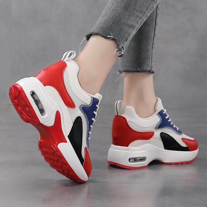 Women's Flying Mesh Inner Height Increase Women's Shoes High Top Shoes Sports Casual Shoes Air Cushion Women's Shoes