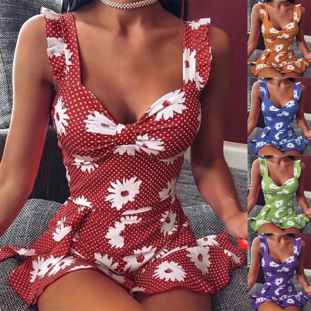 

Женское сексуальное мини-платье без рукавов с рюшами на бретельках и принтом в стиле бохо Сарафан