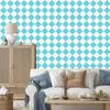 Pink and Blue Checkered Wallpaper, Celadon and White, 50x1000