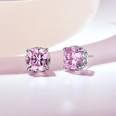S Color Earrings Stud Earrings Women Nuptial Bridal Ladies High End 10 *10Mm Pink High Carbon Diamond Earrings JewelryLuxury Stud