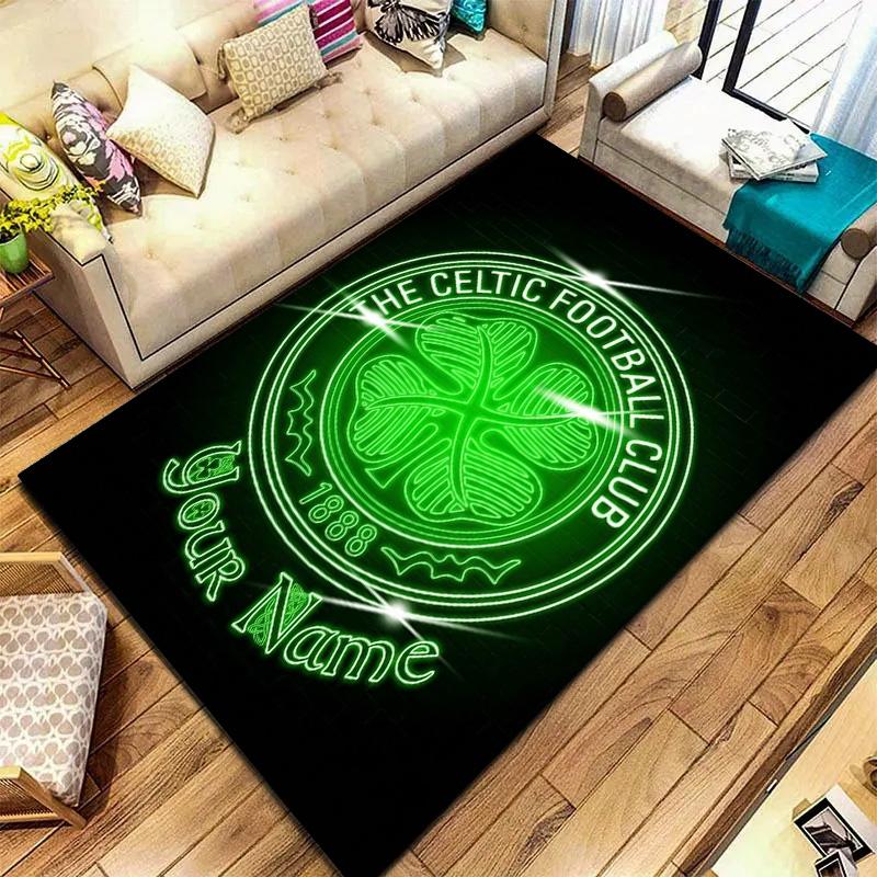 Tappeto Personalizzato con Stemma Celtic Fc per Soggiorno Camera da Letto Casa Decorazione Divano Tappetino Antiscivolo per Giochi Bambini