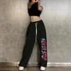 Y2K Letter Print Casual Trousers for Young Girls Women Summer European American Style Fashion Pants
