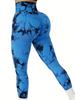 Damen Tie-Dye Nahtlos Pfirsich Po Hohe Taille Po Hosen Stretch Fitness Yoga Hosen