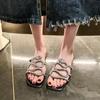 Fashion Luxury Design Womens Rhinestone Flat Slippers Outdoor Fashion Ladies Slippers Casual Party Beach Comfortable Shoes