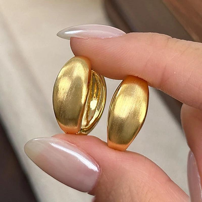 Tibetan Silver 18K Gold Plated Brushed Geometric Hoop Earrings for Women Trendy Fashion  Minimalist Accessories