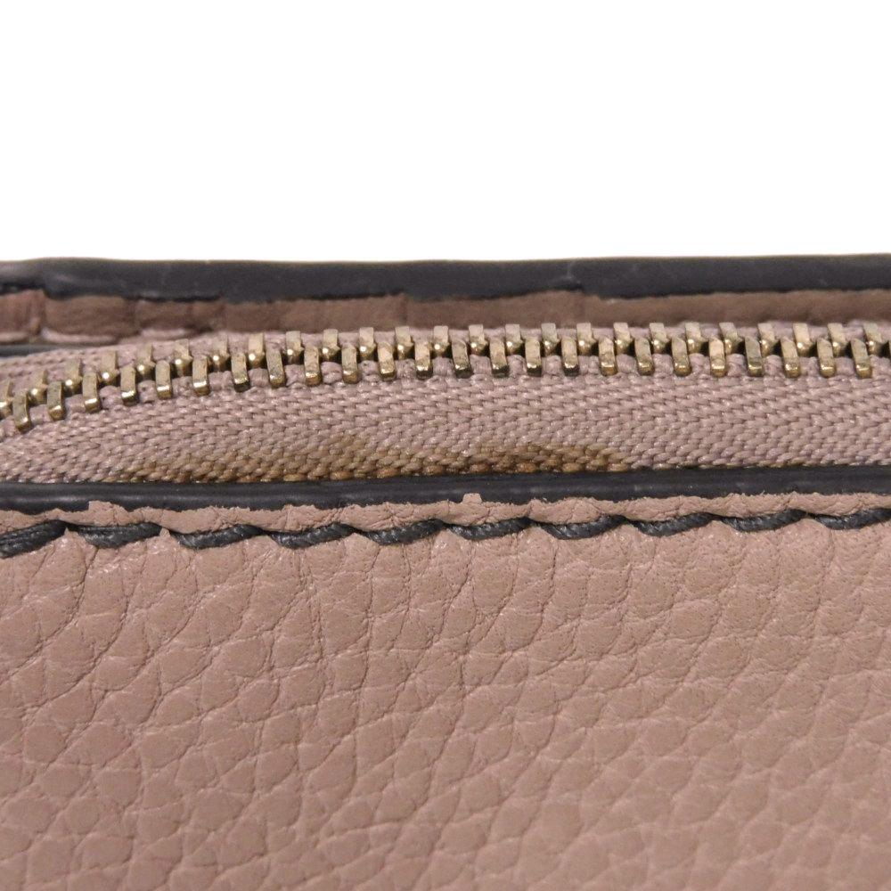 Used Bee Compact Zip Wallet (10656) S8001CVQR 7941, Bee Grain Calfskin, Snap Button, CD Logo, Rose Beige, Women's from