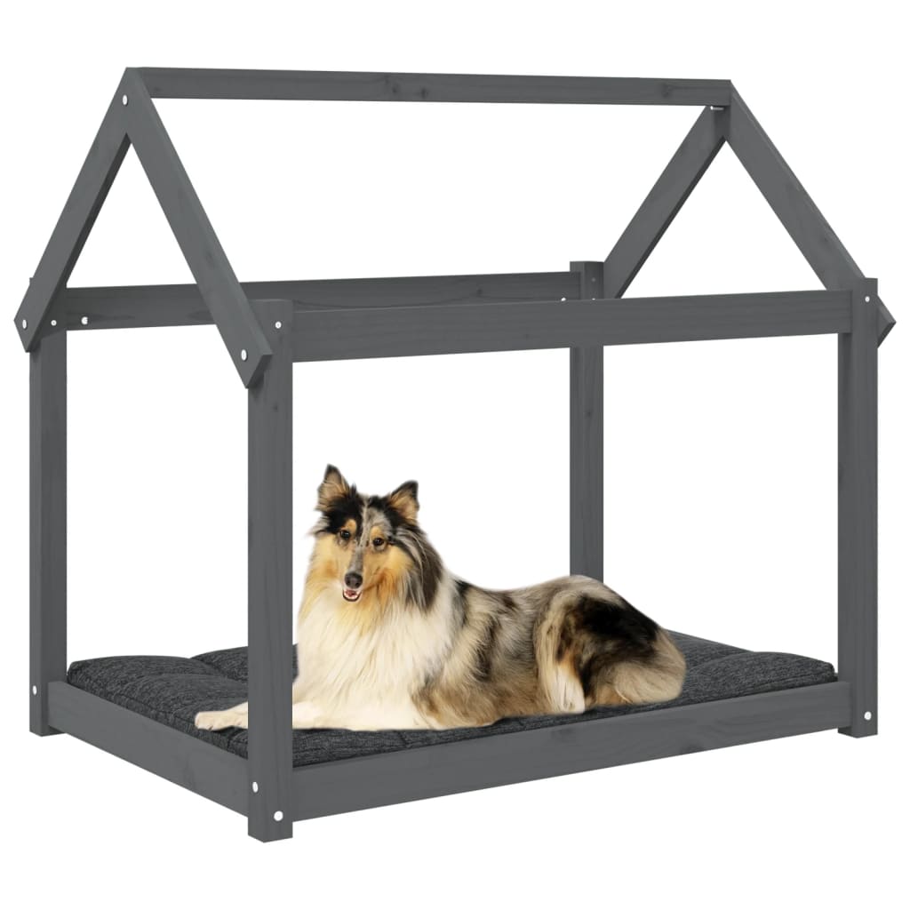 Vidaxl Dog Bed, Grey, 101X70X90 Cm, Solid Pine Wood