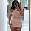 Summer New Fashion Street Trend Mesh Splicing Sheer Sheath Dress Women