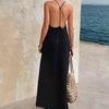 Abito Sexy da Donna Senza Schiena Scollo a V con Laccetto Senza Maniche Maxi Abito Estivo da Spiaggia Abito Lungo Ampio