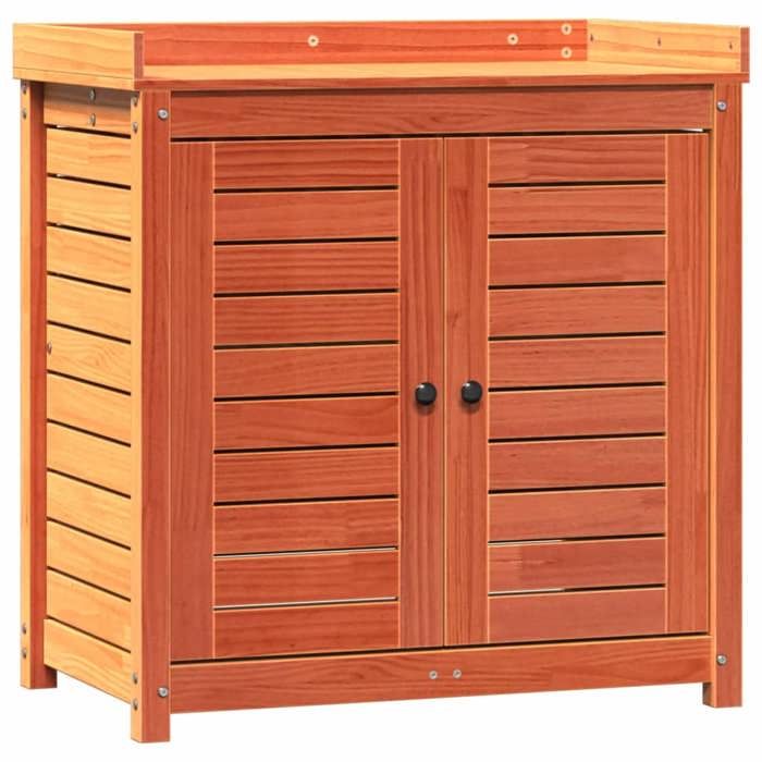 VidaXL Table de Rempotage avec Étagères, Table de Plantation avec Rangement, Banc de Rempotage, Table à Plantes, Marron Bois 844635