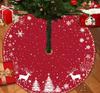Red Snowflake Reindeer Christmas Tree Dress Round Tree Base Cover Tree Dress Family Christmas Decoration