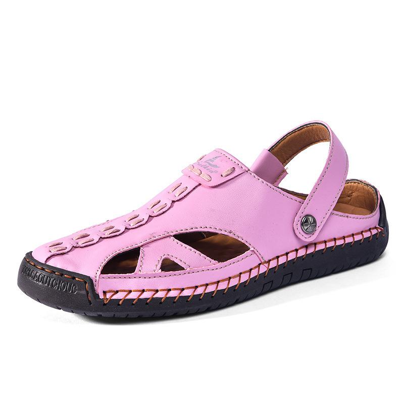 Summer Couple Sandals with Hollow Toe, Handmade Stitching, Men's Shoes, Outdoor Sandals, Oversized Beach Shoes, Women's Shoes