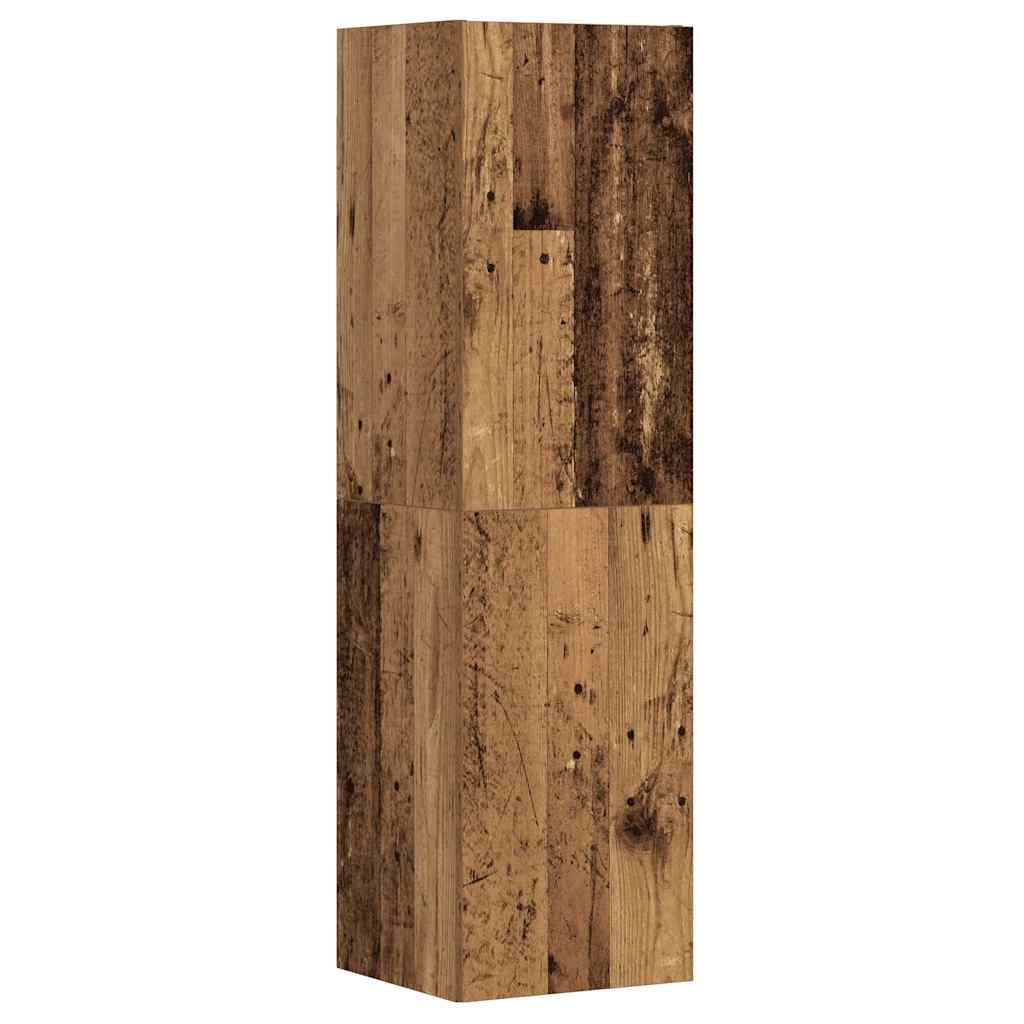 Wall Mounted TV Cabinets Set of 3 Rustic Wood Look Engineered Wood