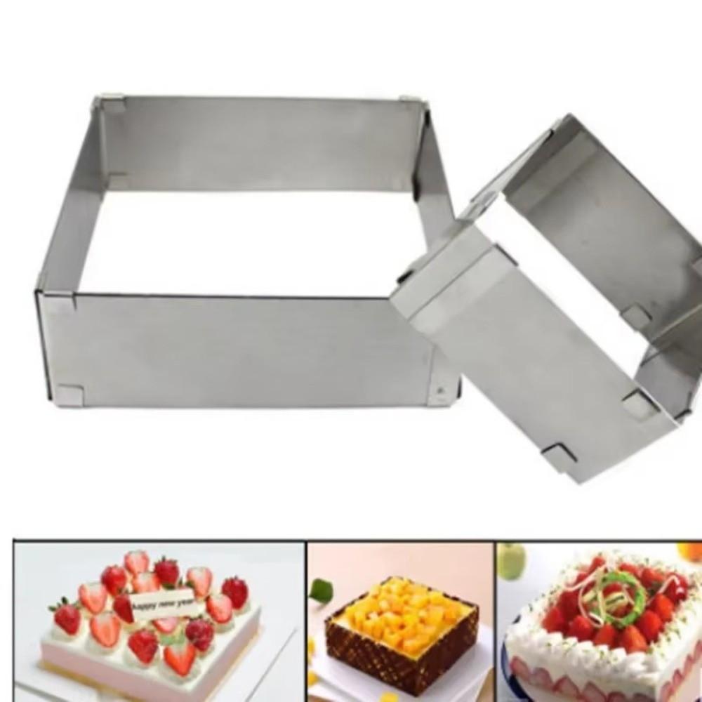 DIY Stainless Steel Baking Mould Square Dessert Baking Mould Adjustable Cake Mold  Cake Shop