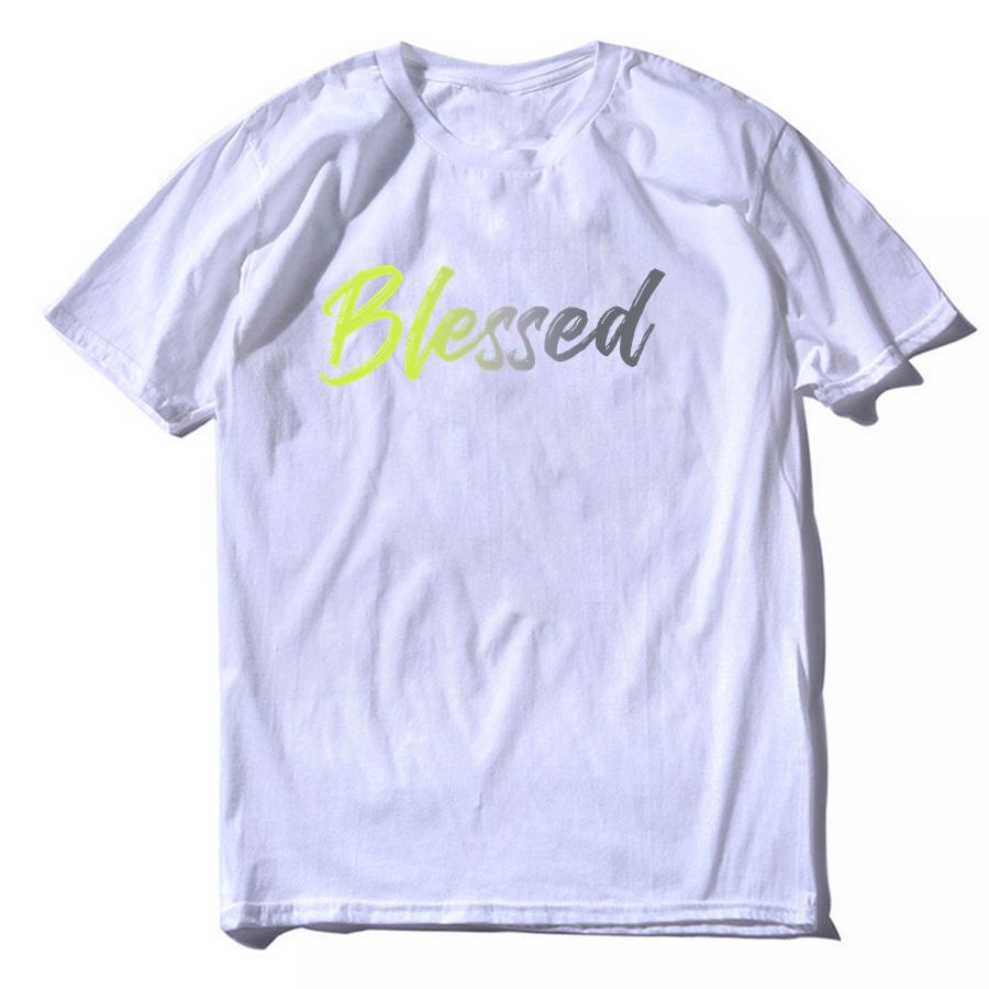 COOLMIND 100% Cotton Cool Blessed Print Men T Shirt Casual Loose Streetwear Men Tshirt o-neck Loose Tshirt Tee Shirts Tops