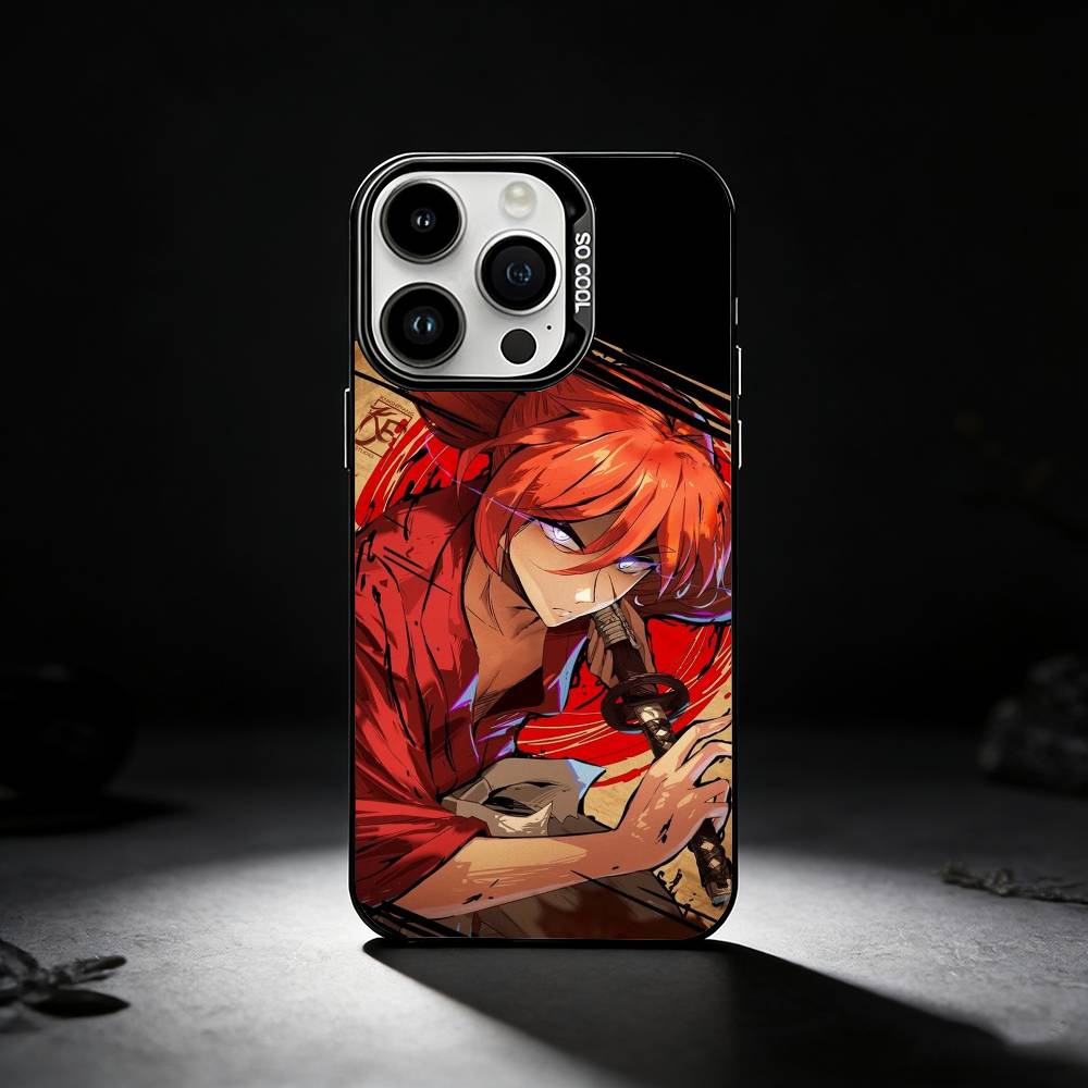 Anime R-Rurouni Kenshin Phone Case For iPhone 17,16,15,14,13,12,11 Plus,Pro Max,XS,Colored Silver Phone Case