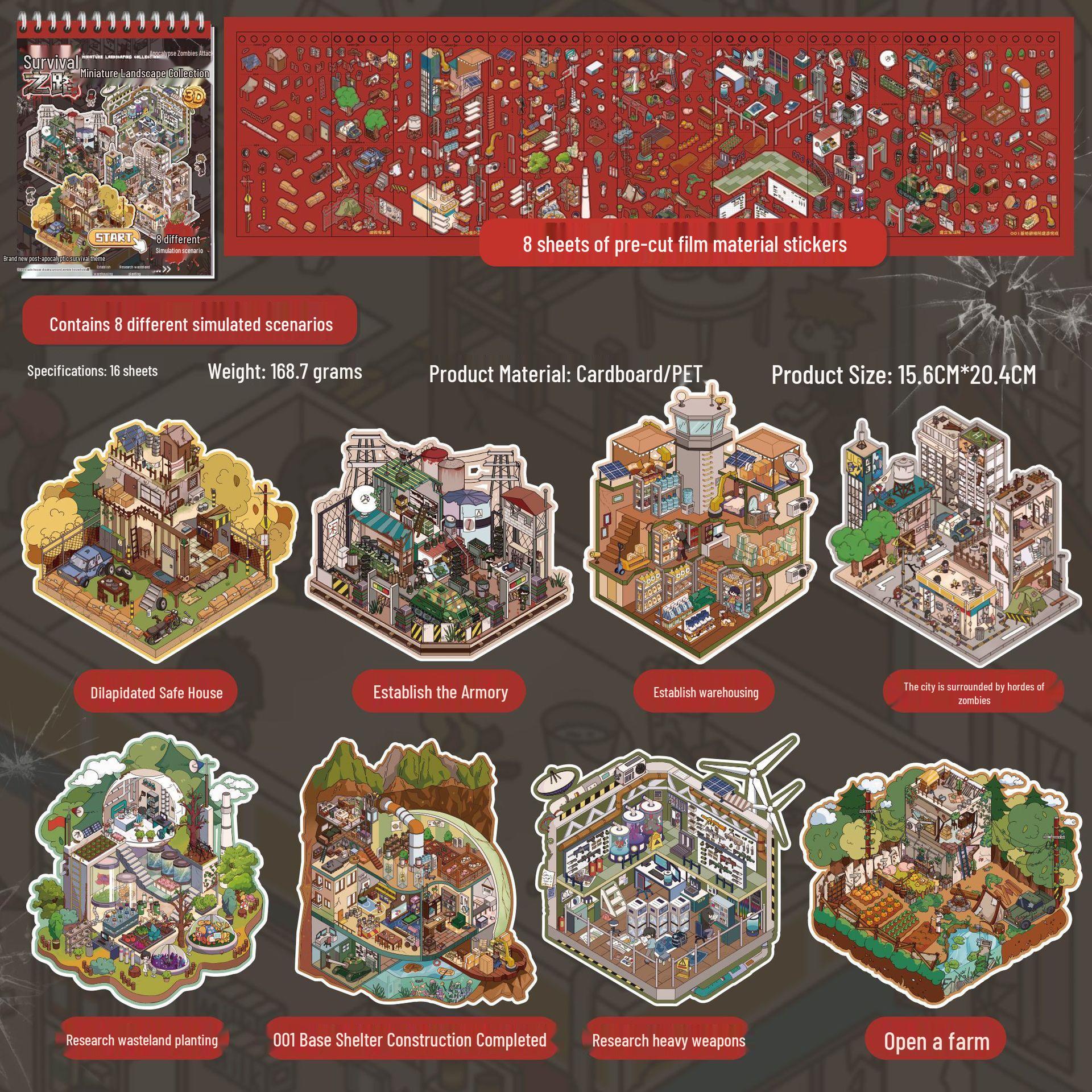 Yuxian 3D Miniature Scene Sticker Book: Creative Path of Survival for Kids.