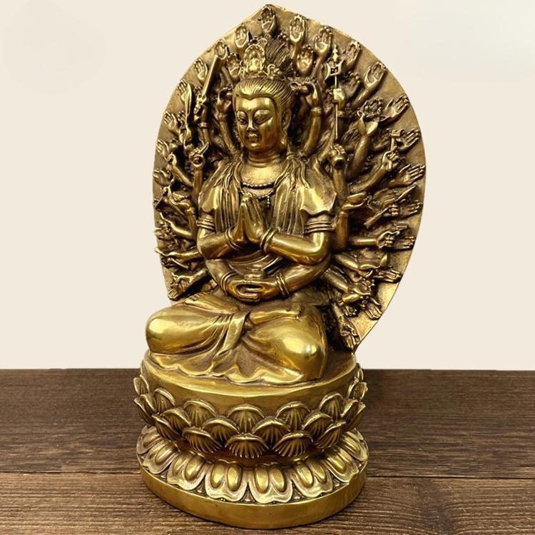 Copper Thousand-handed Guanyin Bodhisattva Buddha Statue Eighteen-armed Quasi-lifting Buddha Decoration