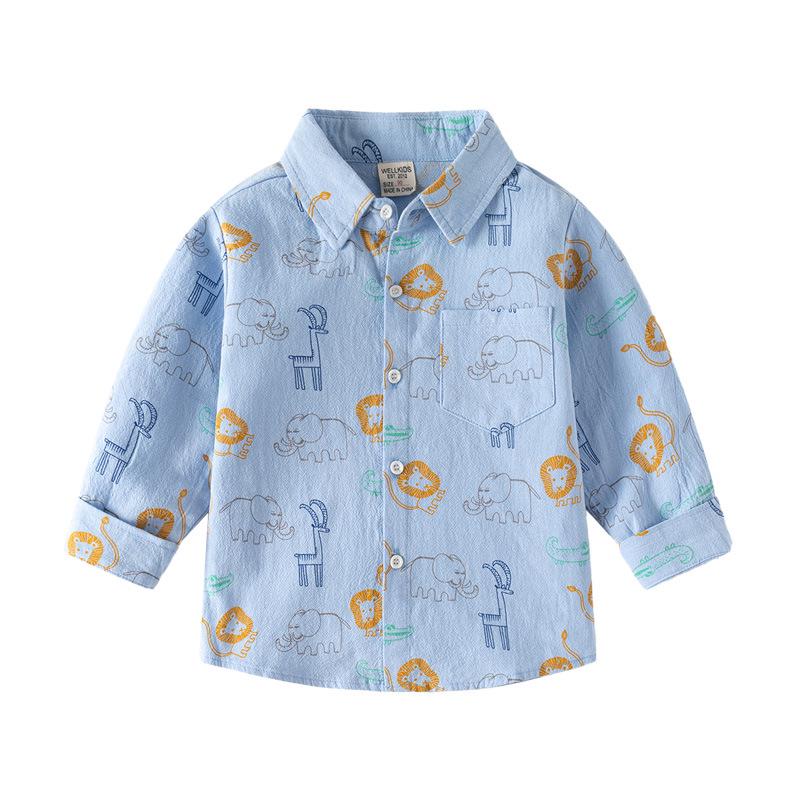 2025 Spring & Autumn Boys' Long-Sleeve Pure Cotton Korean Style Shirt