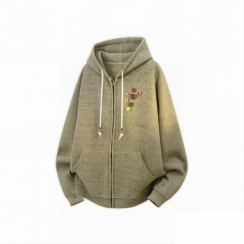 Unisex Vintage Knit Hooded Cardigan Oversized Casual Sweatshirt Streetwear