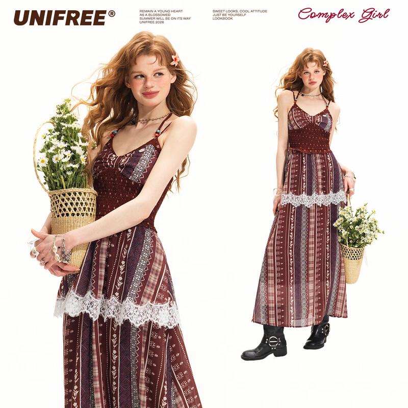 UNIFREE Bohemian Color-block Sling Dress XL