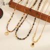 Vintage Maillard Wind Natural Stone Handmade Beaded Necklace Design Sun Pendant Temperament Clavicle Chain