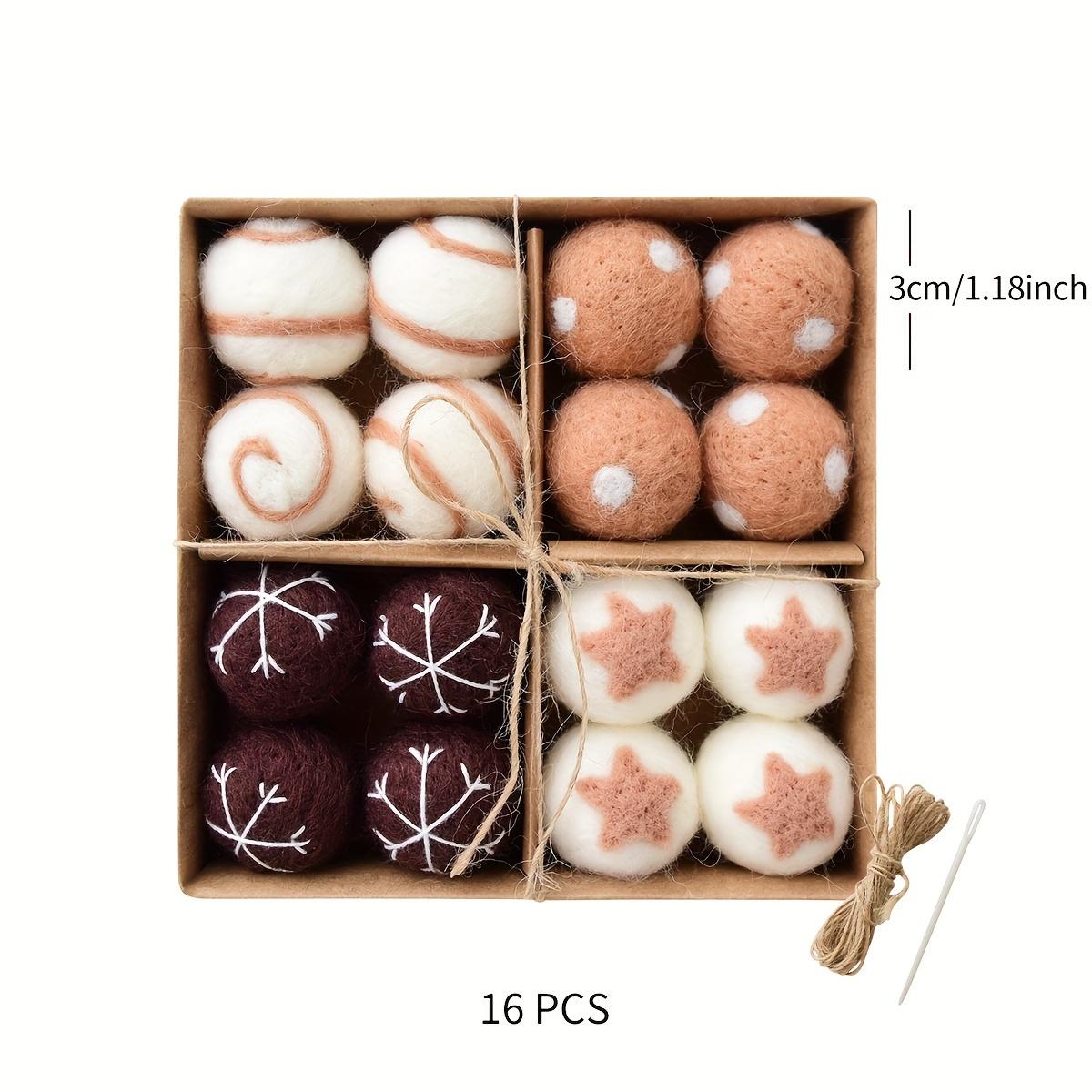 

1 коробка/16 шт., Рождественские украшения для коробок, Рождественские украшения из шерстяных шаров, Подвесные шары, Украшения для рождественской елки, Маленькие подвески, Украшения для праздничной вечеринки Coffee Color