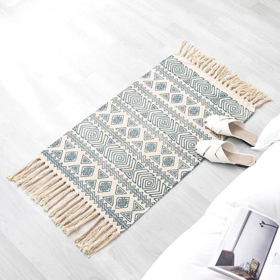 Cotton Linen Tassel Non-Slip Door Sofa Mat Floor Carpet Area Rug Tapestry Decor