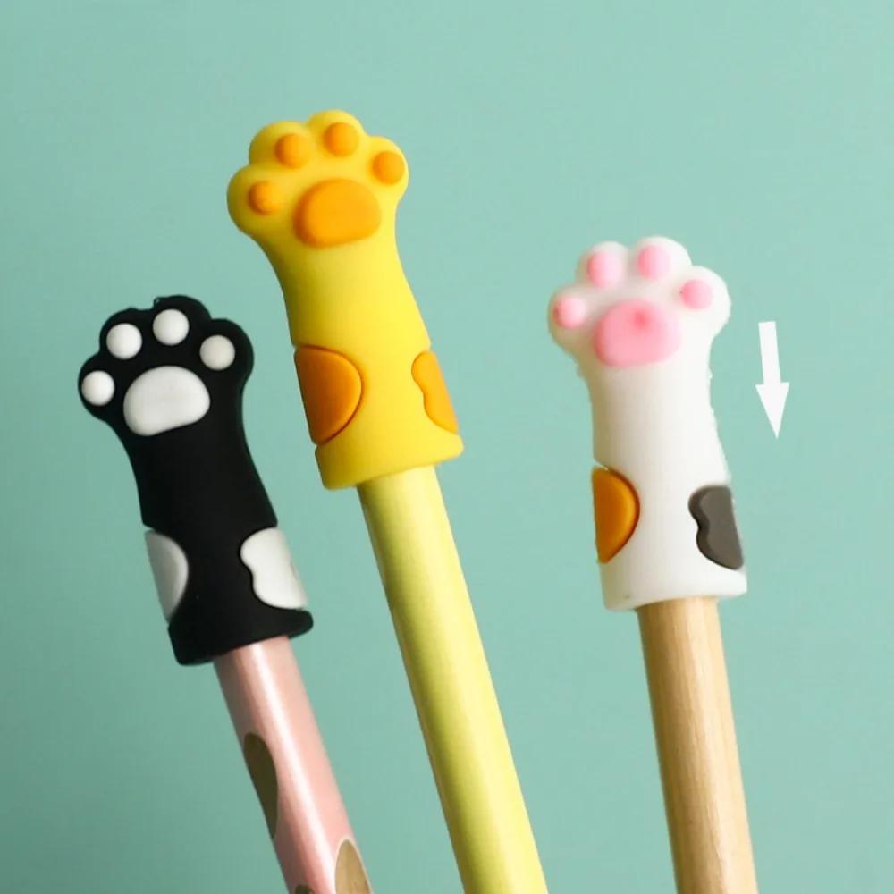 1pc Kawaii Cat Pencil Cap Cartoon Silicone Pen Topper Covers For Kids Cute Pencil Extender Stationery School Supplies