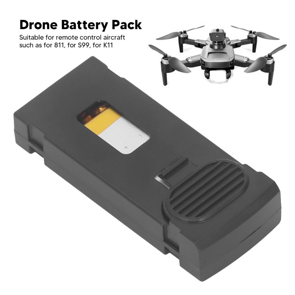 3Pcs Drone Battery Pack 1800mah 3.7V Lithium Set Replacement with Charging Cable for 811 Remote Control Aircraft