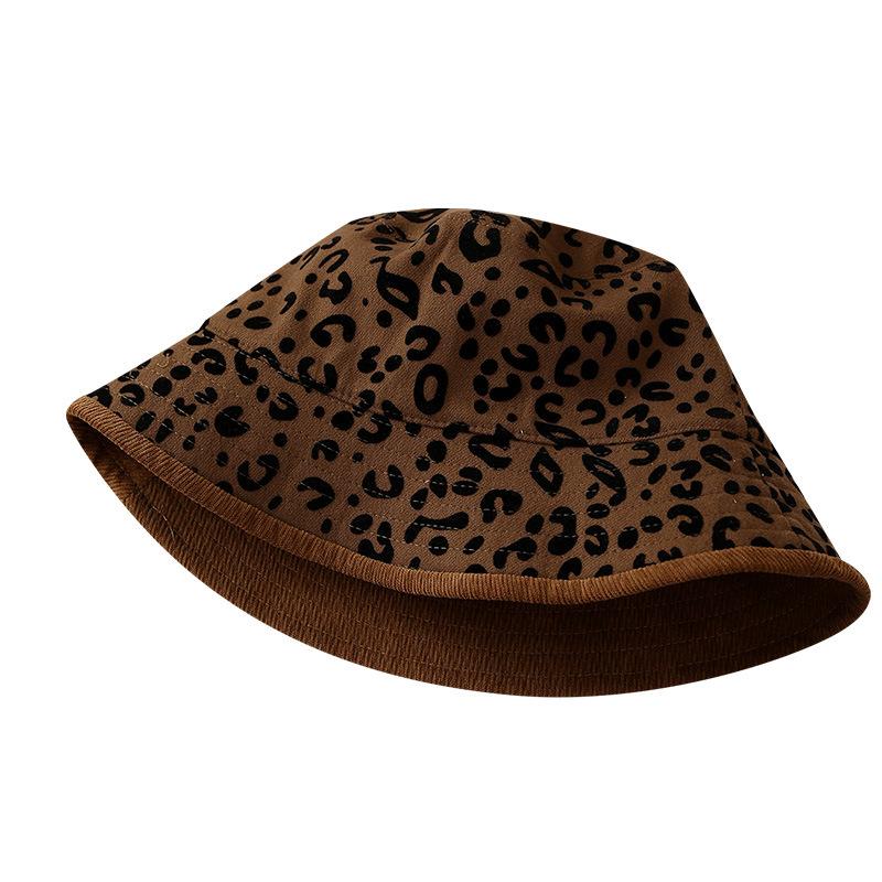 Korean fashion temperament double-sided can wear leopard print bucket hat women's new retro high-end feeling foreign style washbasin hat