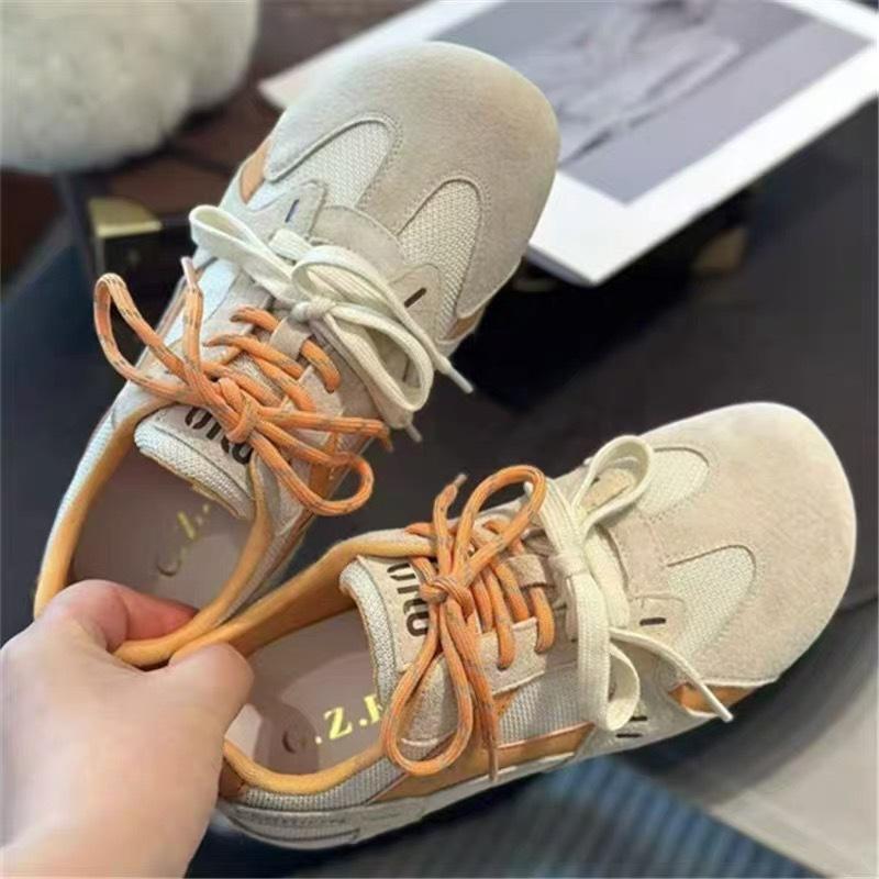 Lightweight soft sole~ leather ugly cute German training shoes women's 2024 winter new two-color shoelaces platform casual Forrest Gump shoes