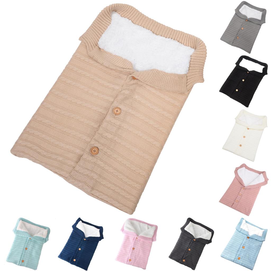 Baby Knitted Plush Sleep Sack With Buttons For Outdoor Use And Warmth
