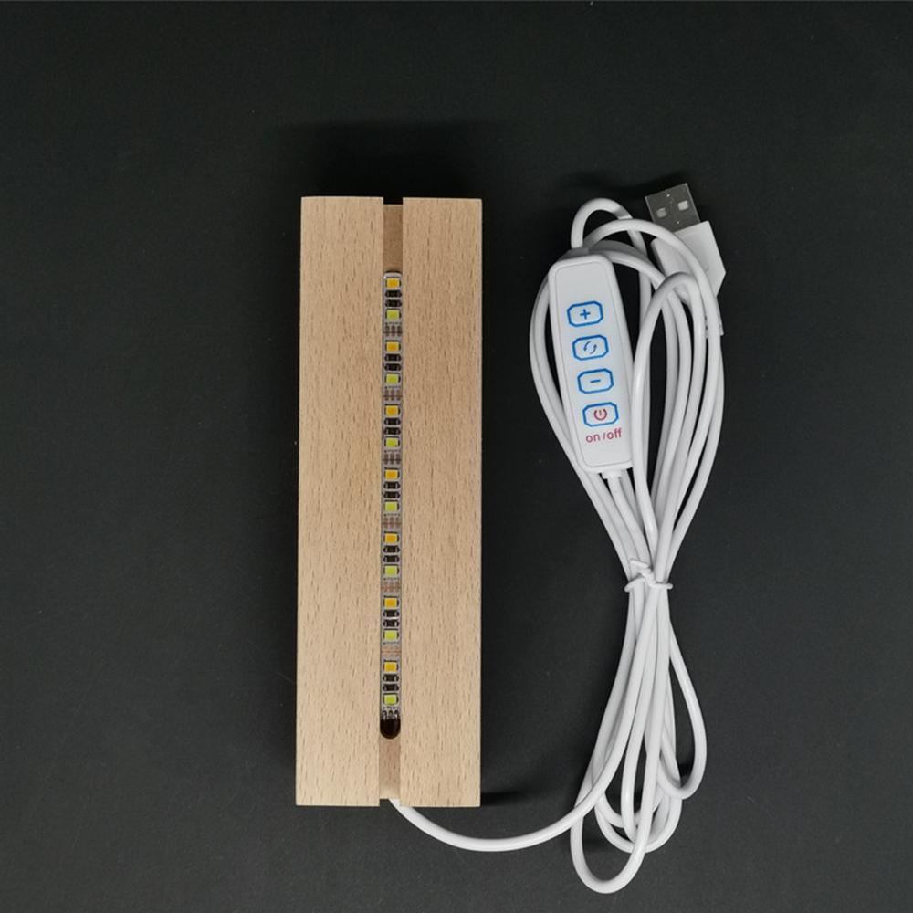 New Durable 2Pcs 3W Rectangle LED Light Display Base Wooden Stand Wood Night Lights