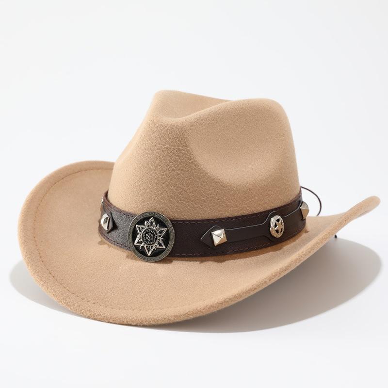 New Men's and Women's Ethnic Woolen Hair, Western Cowboy Hat, Jazz Hat, Big Edge Sunshade Top Hat