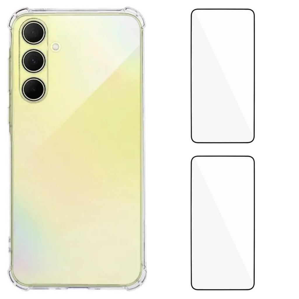 For Samsung Galaxy A36 5G TPU Case WANLONFENG WL3 Series 1.5mm Phone Cover with 2Pcs Tempered Glass Films